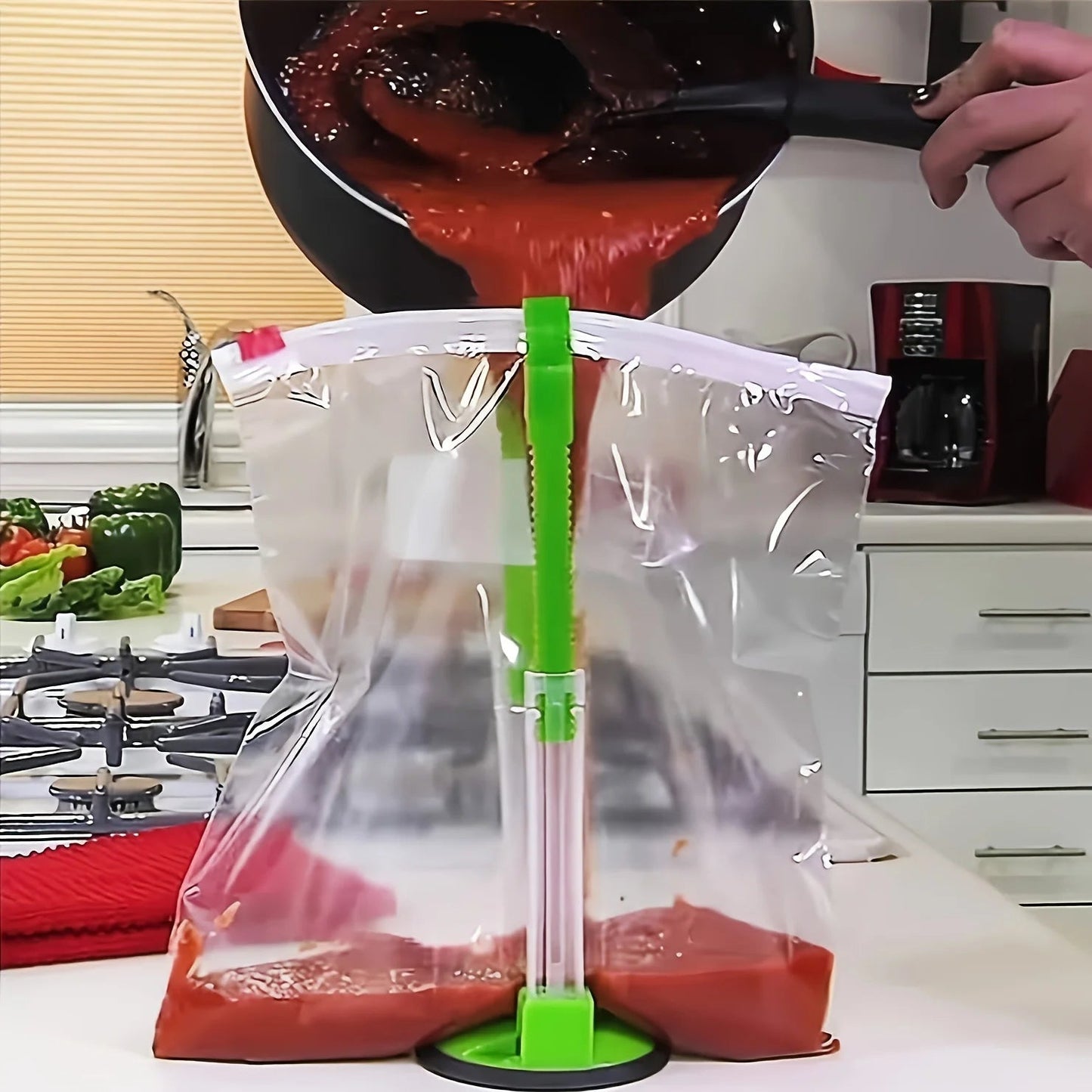 5 - Piece Ziplock Bag Holder Set | Easy Food Prep Tool - DailyBasicNeeds.com