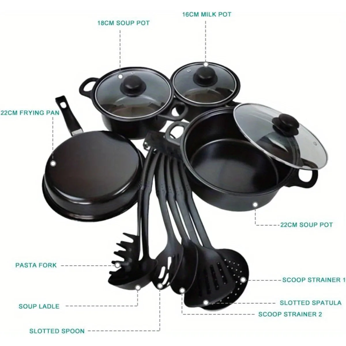 13 PCS Kitchen Cookware for Induction Cooker