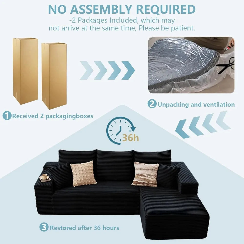 Cloud Sectional Couch with L-Shape Chaise