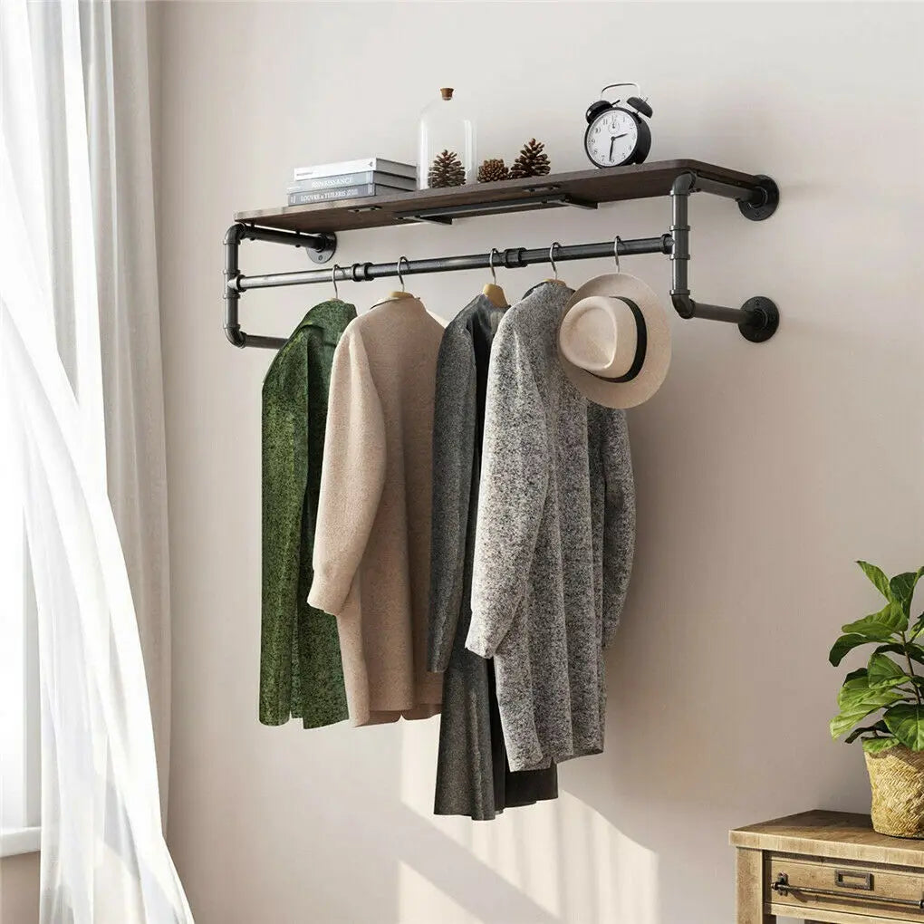 Wall Mounted Wood Pipe Shelving