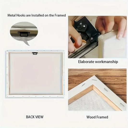 Framed colorful abstract birds and blooming tree