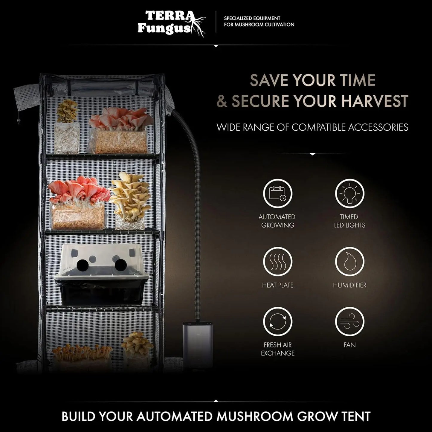 Mushroom Grow Tent Kit with LED Light