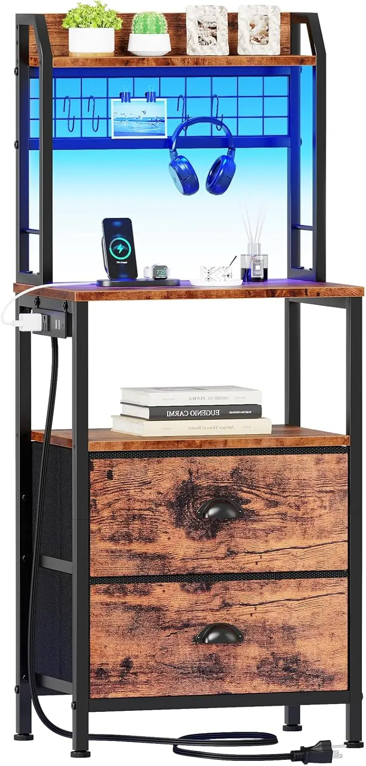 Tall Nightstand with Charging Station