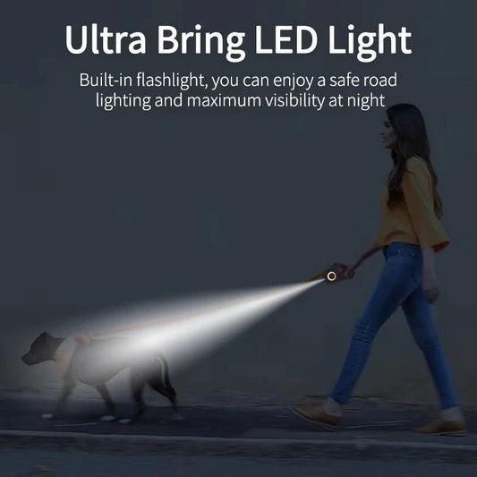 Automatic Retractable Dog Leash with Led Flashlight - DailyBasicNeeds.com