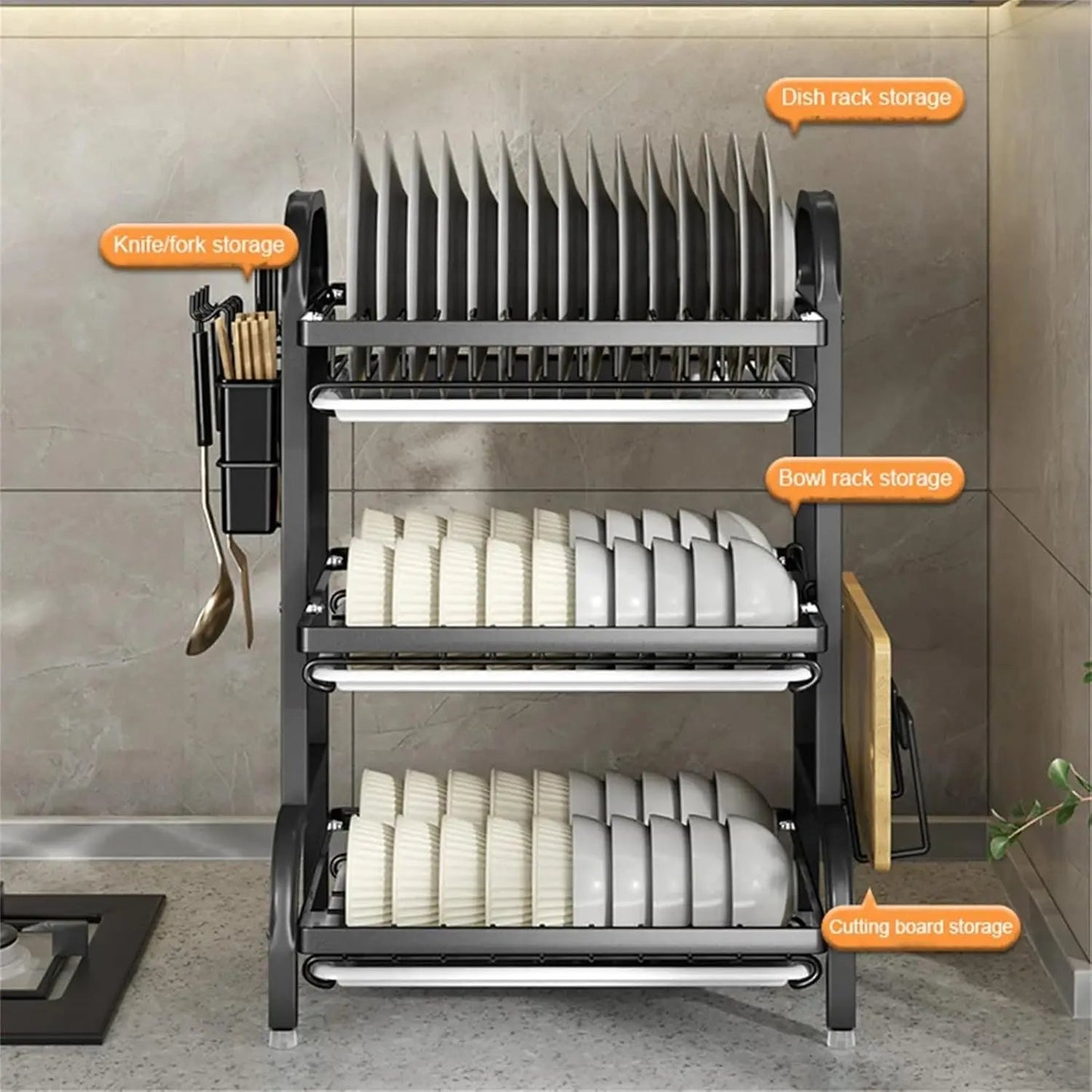 Dish Rack, Three - Tier Space - Saving Kitchen Countertop (Copy) - DailyBasicNeeds.com