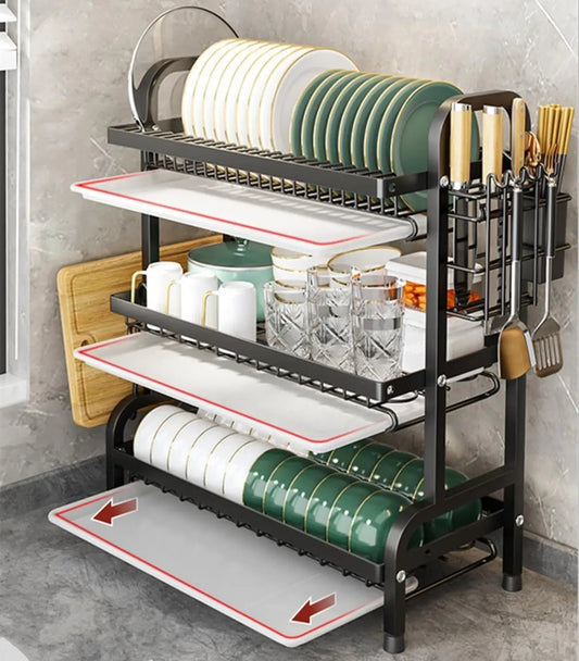 Dish Rack, Three - Tier Space - Saving Kitchen Countertop (Copy) - DailyBasicNeeds.com
