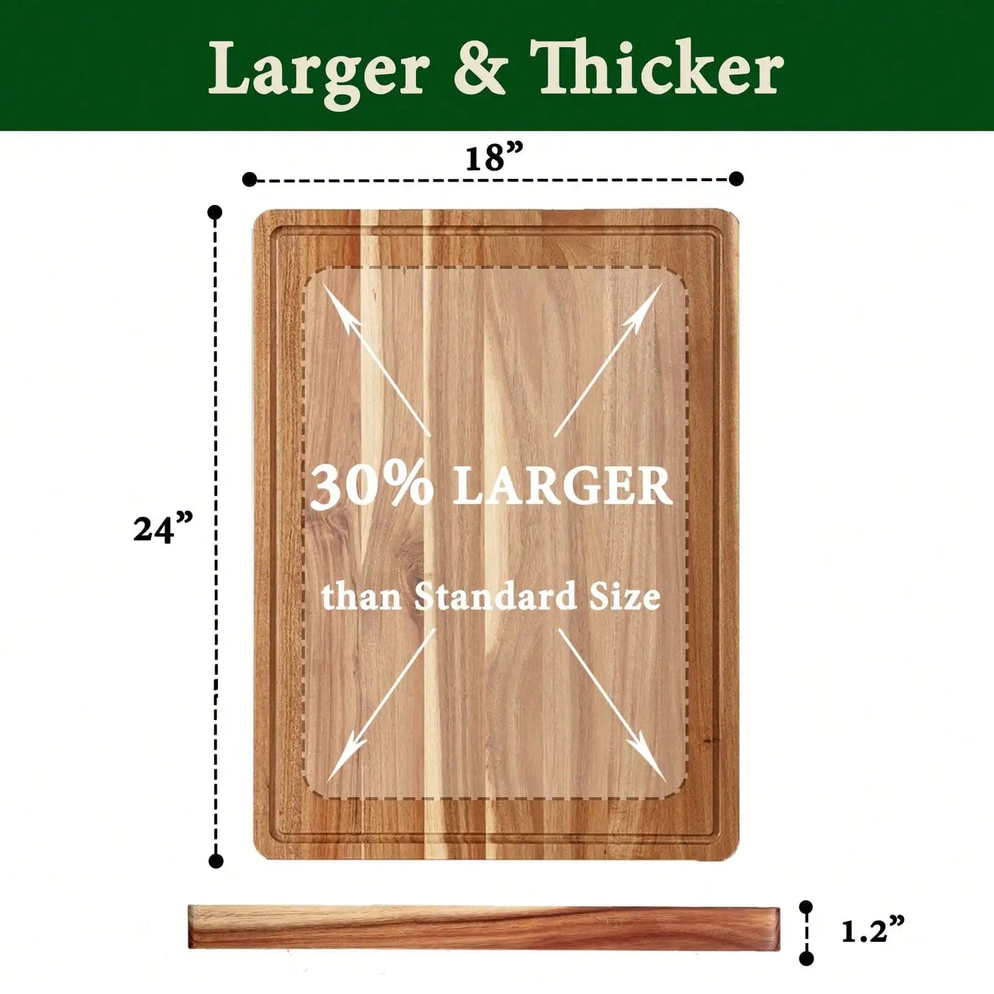 Large Acacia Wood Cutting Board - DailyBasicNeeds.com
