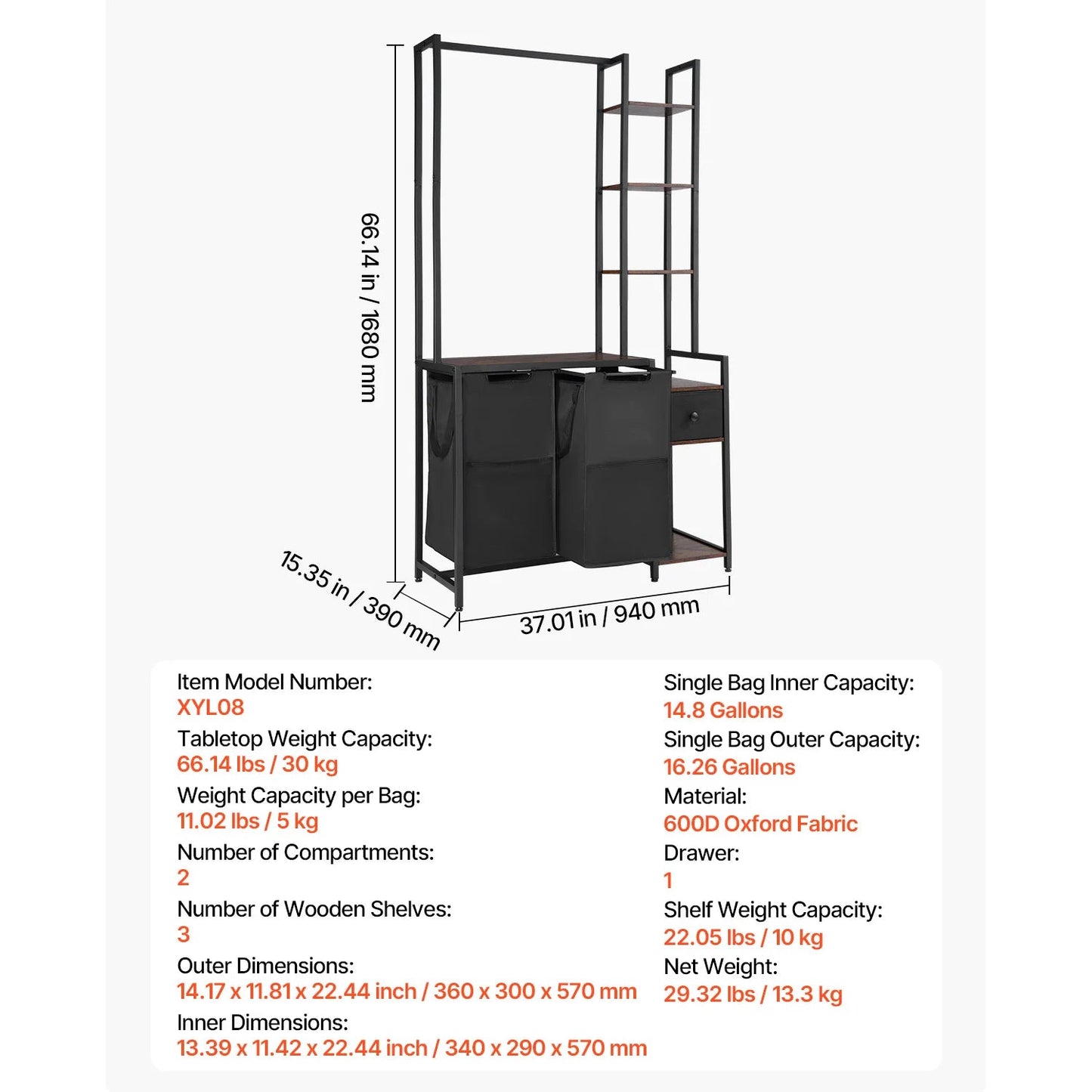 Large Laundry Hamper with Metal Frame - DailyBasicNeeds.com