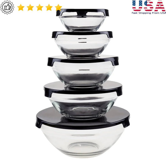 10 Piece Glass Storage Containers with Snap Lids - DailyBasicNeeds.com