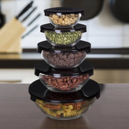 10 Piece Glass Storage Containers with Snap Lids - DailyBasicNeeds.com
