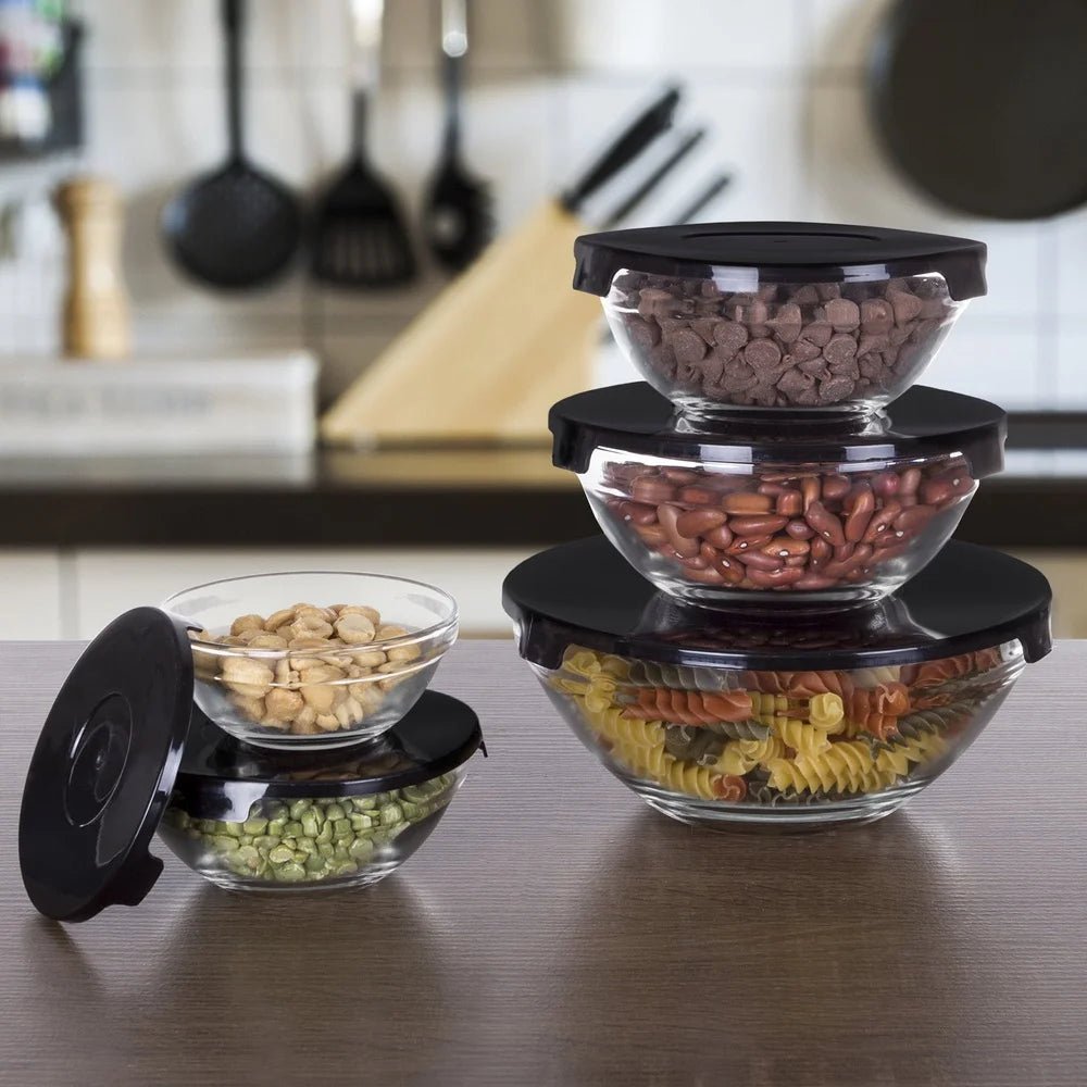 10 Piece Glass Storage Containers with Snap Lids - DailyBasicNeeds.com