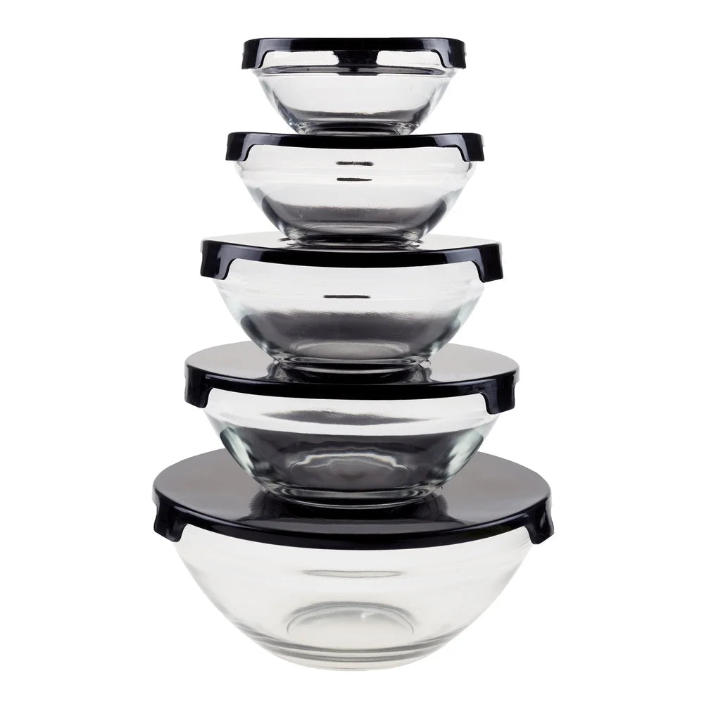 10 Piece Glass Storage Containers with Snap Lids - DailyBasicNeeds.com