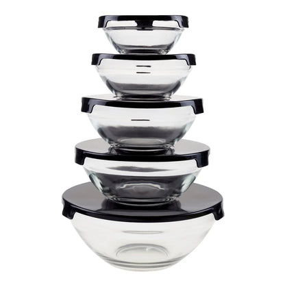 10 Piece Glass Storage Containers with Snap Lids - DailyBasicNeeds.com