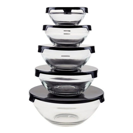 10 Piece Glass Storage Containers with Snap Lids - DailyBasicNeeds.com