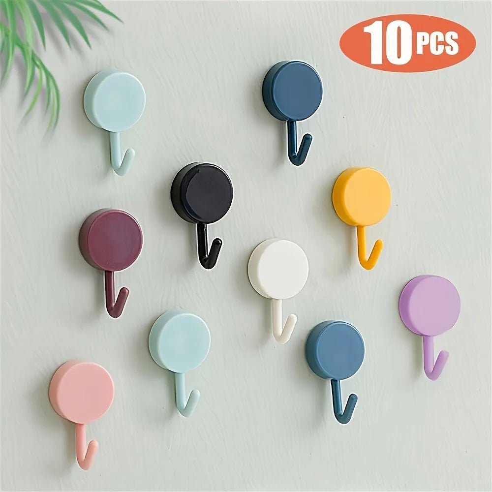 10PCS Multi - Color Adhesive Wall Hooks – Strong Hold Stick - On Hooks for Home Organization - DailyBasicNeeds.com