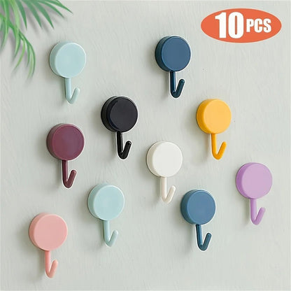 10PCS Multi - Color Adhesive Wall Hooks – Strong Hold Stick - On Hooks for Home Organization - DailyBasicNeeds.com