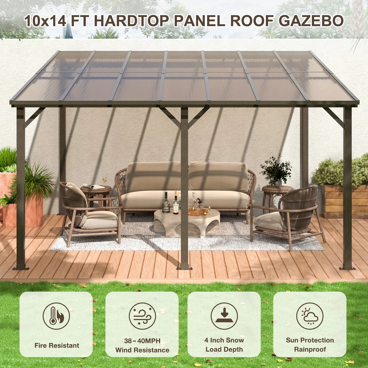 10x14FT Hardtop Gazebo - DailyBasicNeeds.com