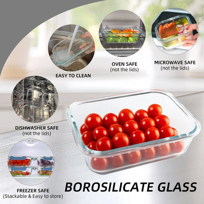 16 - Piece Glass Food Storage Containers Set - DailyBasicNeeds.com