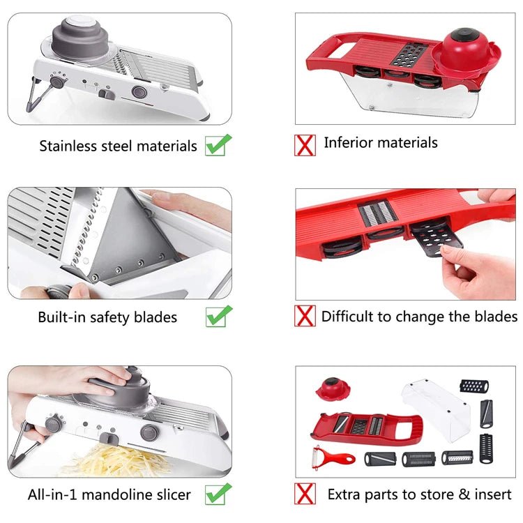 18 Types Adjustable Mandoline Slicer Stainless Steel Vegetable Julienner Grater Onion Potato Slicer Cutter KC0326 - DailyBasicNeeds.com