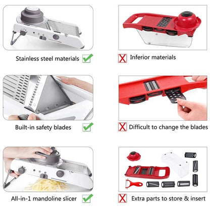 18 Types Adjustable Mandoline Slicer Stainless Steel Vegetable Julienner Grater Onion Potato Slicer Cutter KC0326 - DailyBasicNeeds.com