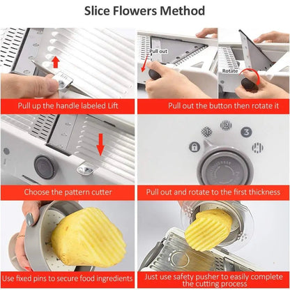 18 Types Adjustable Mandoline Slicer Stainless Steel Vegetable Julienner Grater Onion Potato Slicer Cutter KC0326 - DailyBasicNeeds.com