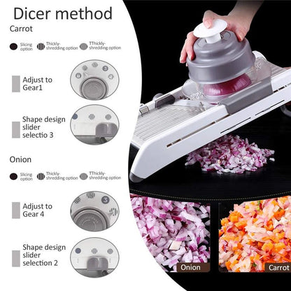 18 Types Adjustable Mandoline Slicer Stainless Steel Vegetable Julienner Grater Onion Potato Slicer Cutter KC0326 - DailyBasicNeeds.com