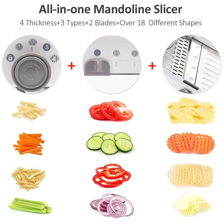 18 Types Adjustable Mandoline Slicer Stainless Steel Vegetable Julienner Grater Onion Potato Slicer Cutter KC0326 - DailyBasicNeeds.com