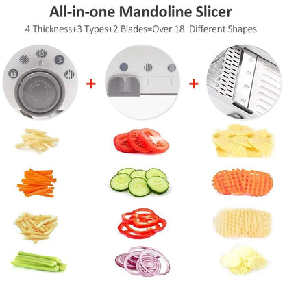 18 Types Adjustable Mandoline Slicer Stainless Steel Vegetable Julienner Grater Onion Potato Slicer Cutter KC0326 - DailyBasicNeeds.com