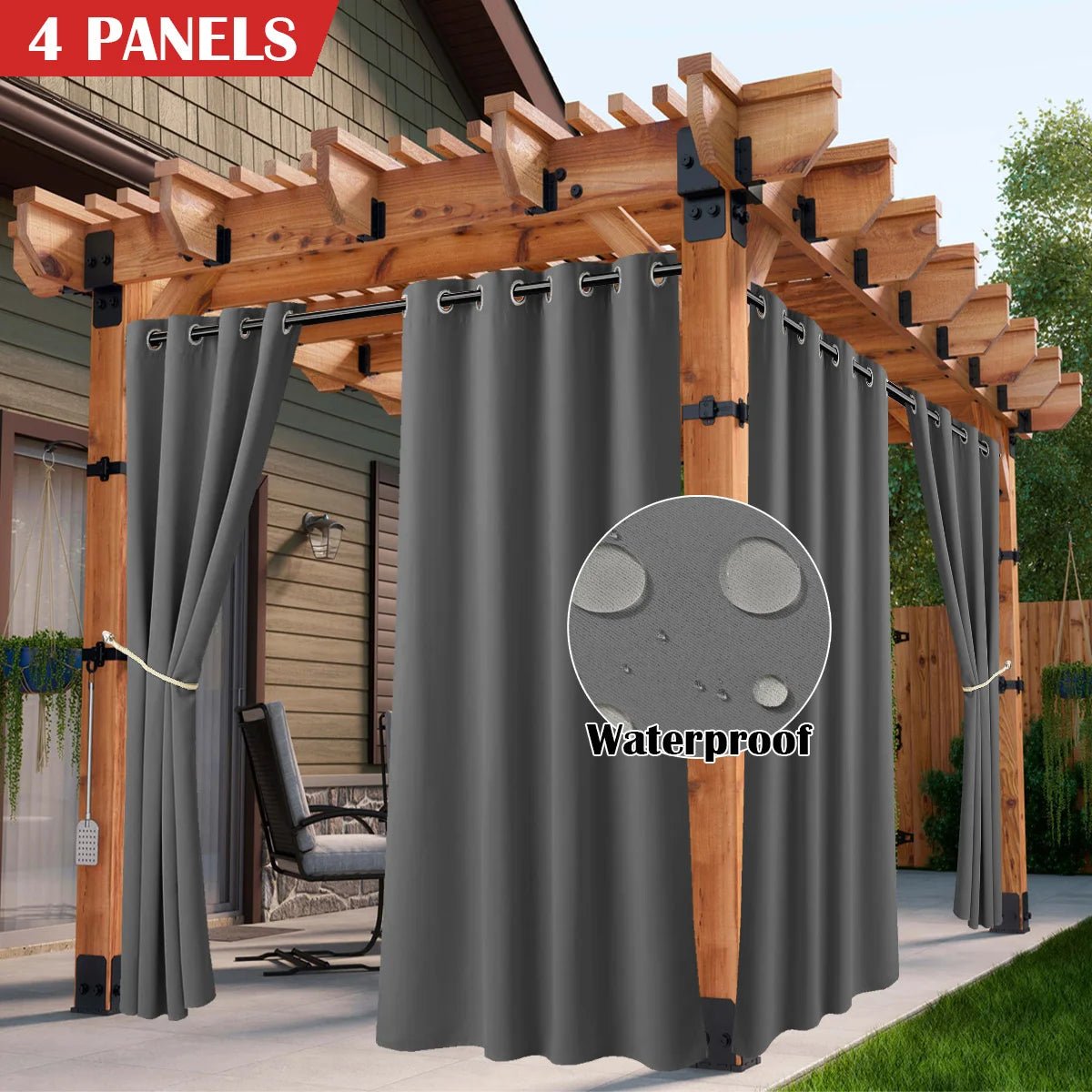 2/4PCS Waterproof Outdoor Curtains - DailyBasicNeeds.com