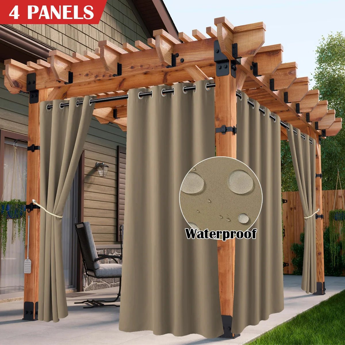 2/4PCS Waterproof Outdoor Curtains - DailyBasicNeeds.com
