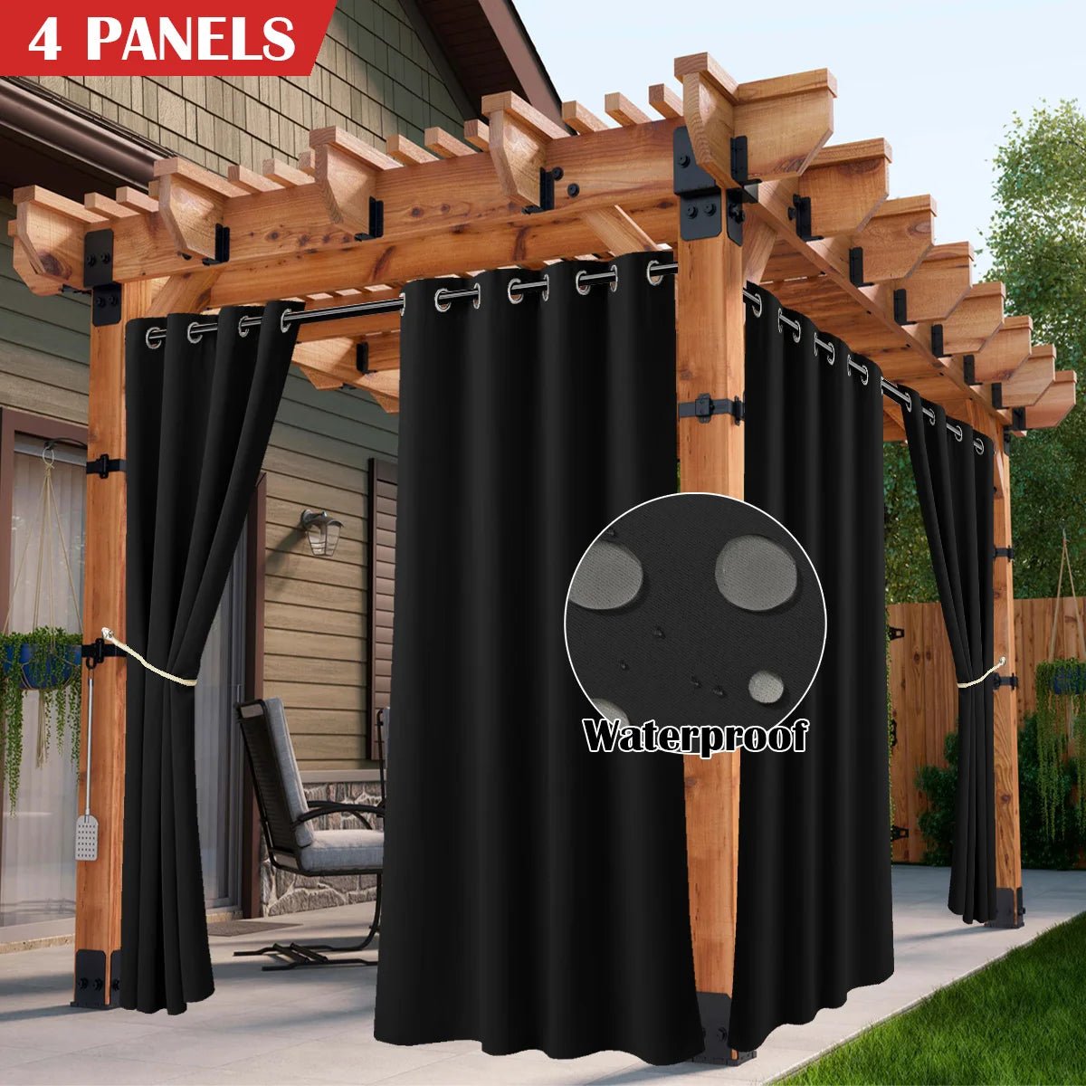 2/4PCS Waterproof Outdoor Curtains - DailyBasicNeeds.com