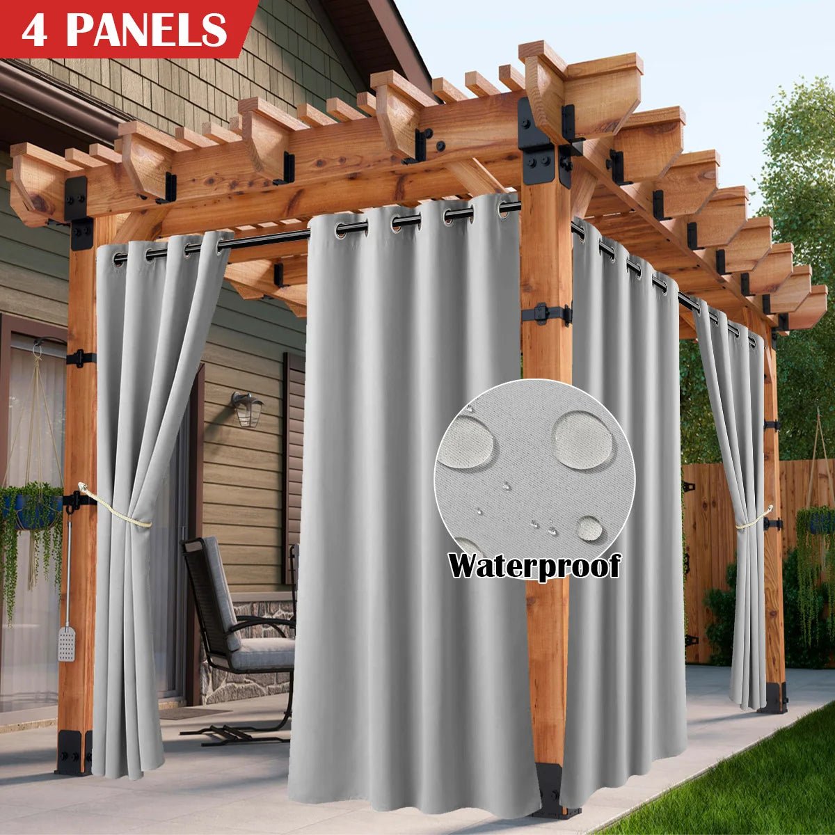 2/4PCS Waterproof Outdoor Curtains - DailyBasicNeeds.com