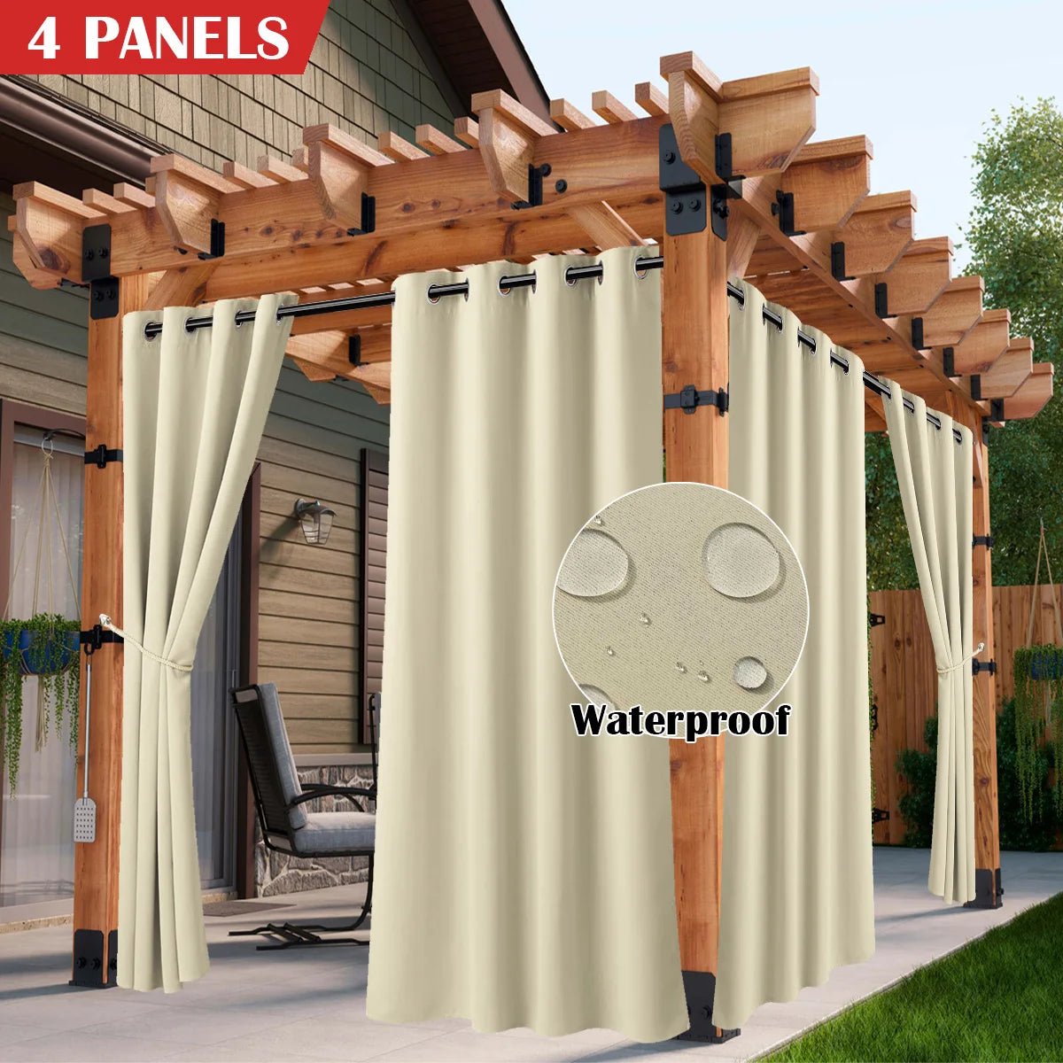 2/4PCS Waterproof Outdoor Curtains - DailyBasicNeeds.com