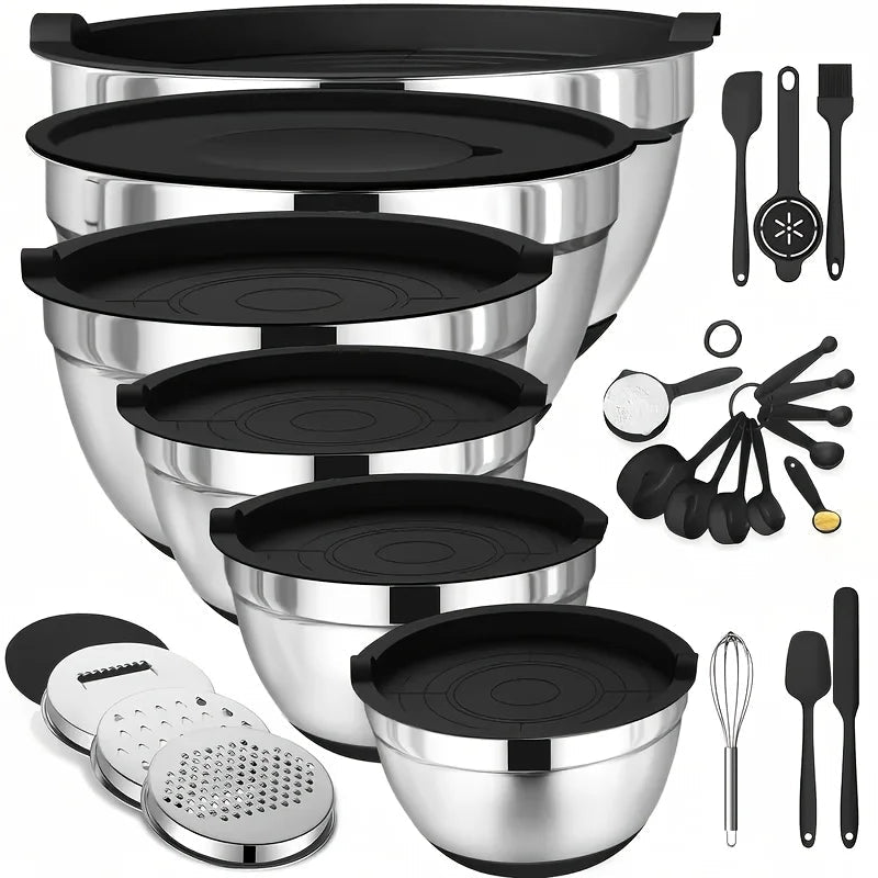 26pcs Stainless Steel Mixing Bowl Set - DailyBasicNeeds.com