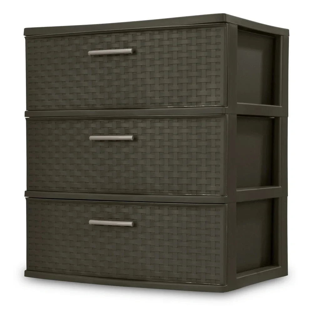 3 Drawer Wide Plastic Dresser - DailyBasicNeeds.com