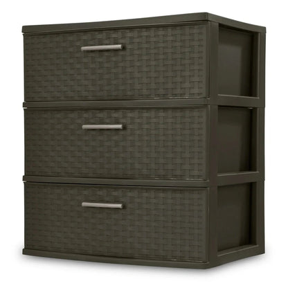 3 Drawer Wide Plastic Dresser - DailyBasicNeeds.com