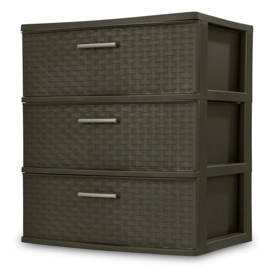 3 Drawer Wide Plastic Dresser - DailyBasicNeeds.com