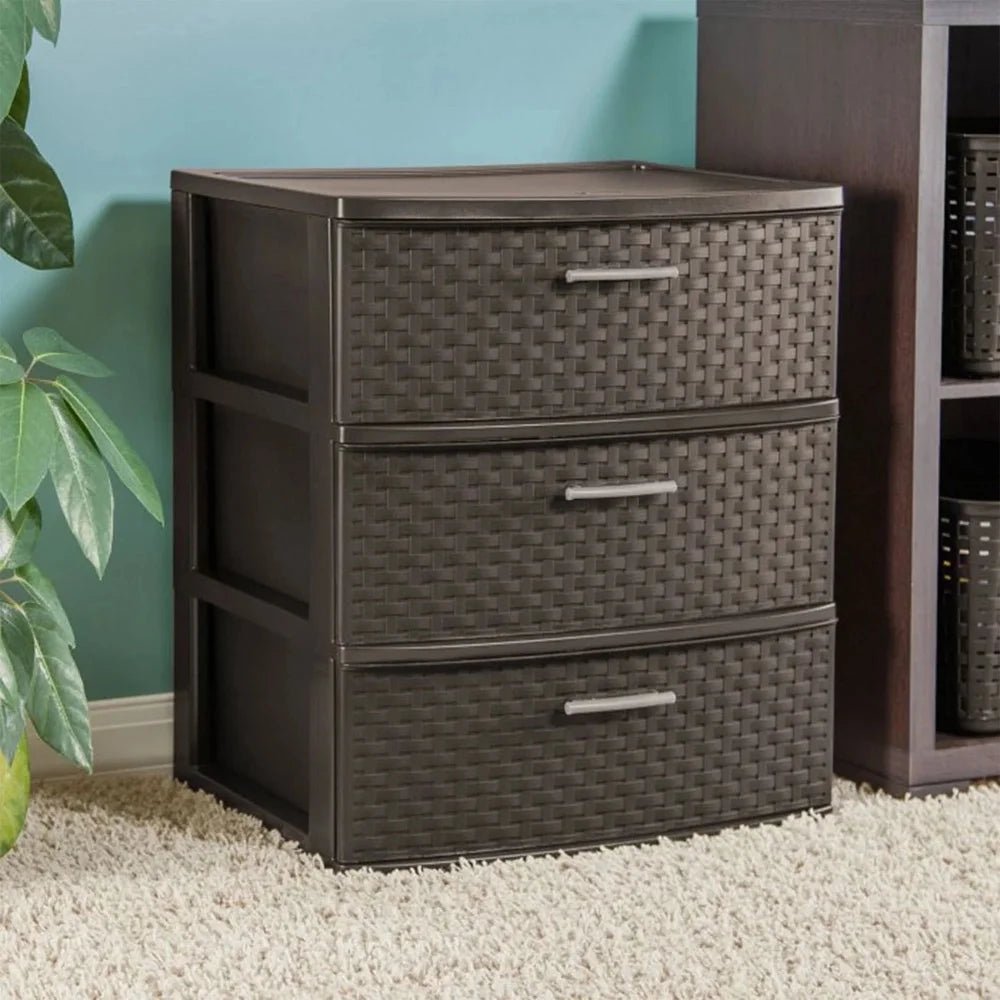 3 Drawer Wide Plastic Dresser - DailyBasicNeeds.com