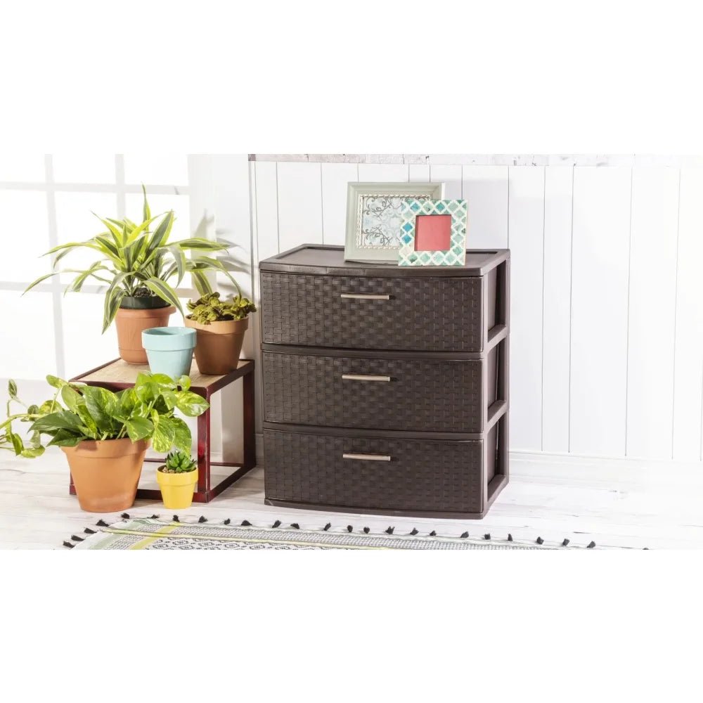 3 Drawer Wide Plastic Dresser - DailyBasicNeeds.com