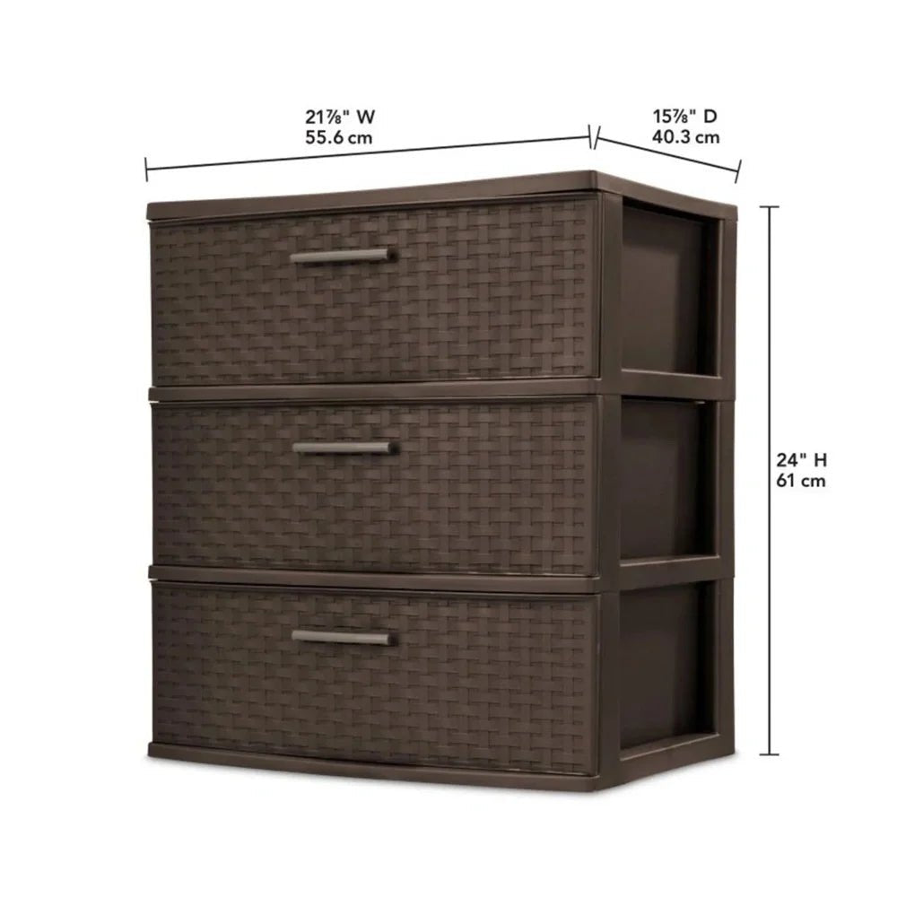 3 Drawer Wide Plastic Dresser - DailyBasicNeeds.com