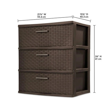 3 Drawer Wide Plastic Dresser - DailyBasicNeeds.com