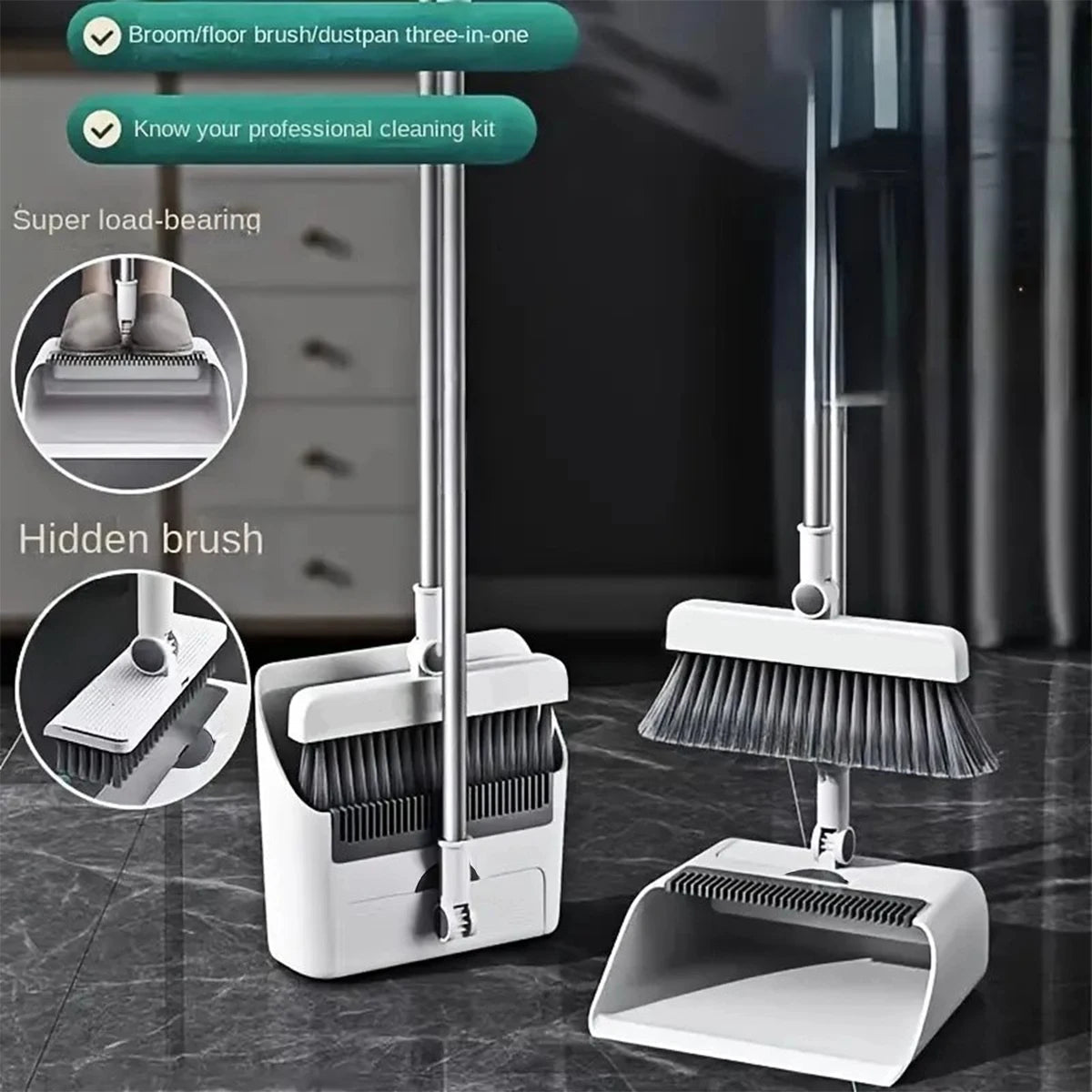 3 in 1 Broom and Dustpan Set - DailyBasicNeeds.com