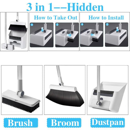 3 in 1 Broom and Dustpan Set - DailyBasicNeeds.com