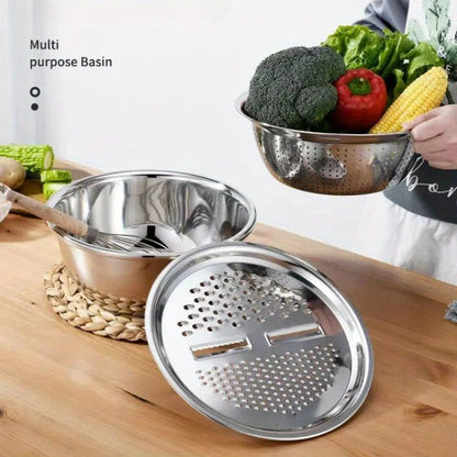 3 in 1 Multi - functional Stainless Steel Drain Basket - DailyBasicNeeds.com
