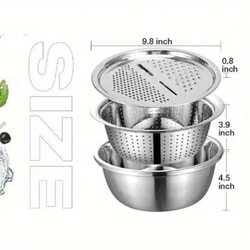 3 in 1 Multi - functional Stainless Steel Drain Basket - DailyBasicNeeds.com