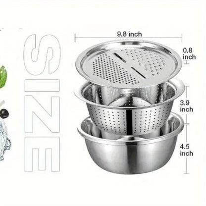 3 in 1 Multi - functional Stainless Steel Drain Basket - DailyBasicNeeds.com