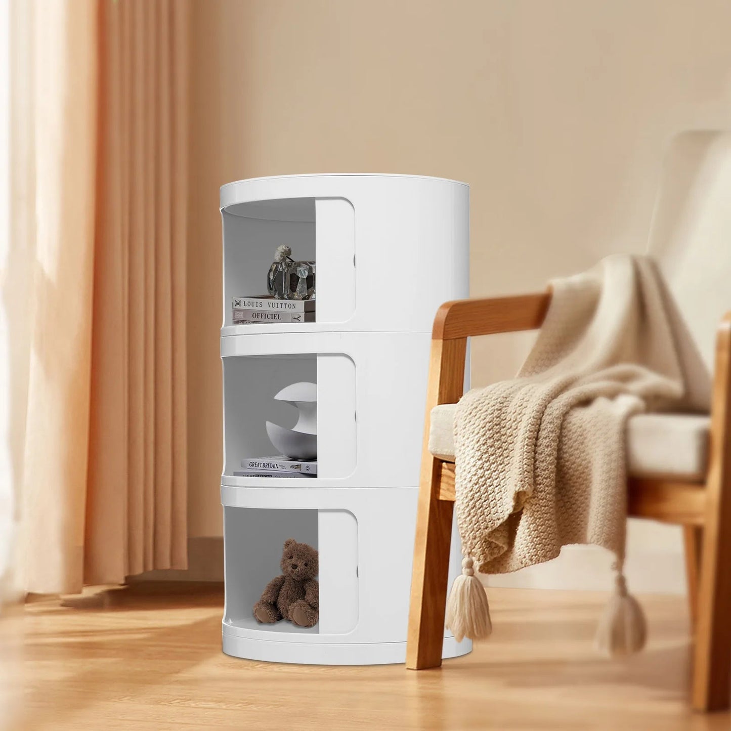 3 Layers Round Bedside Cabinet - DailyBasicNeeds.com
