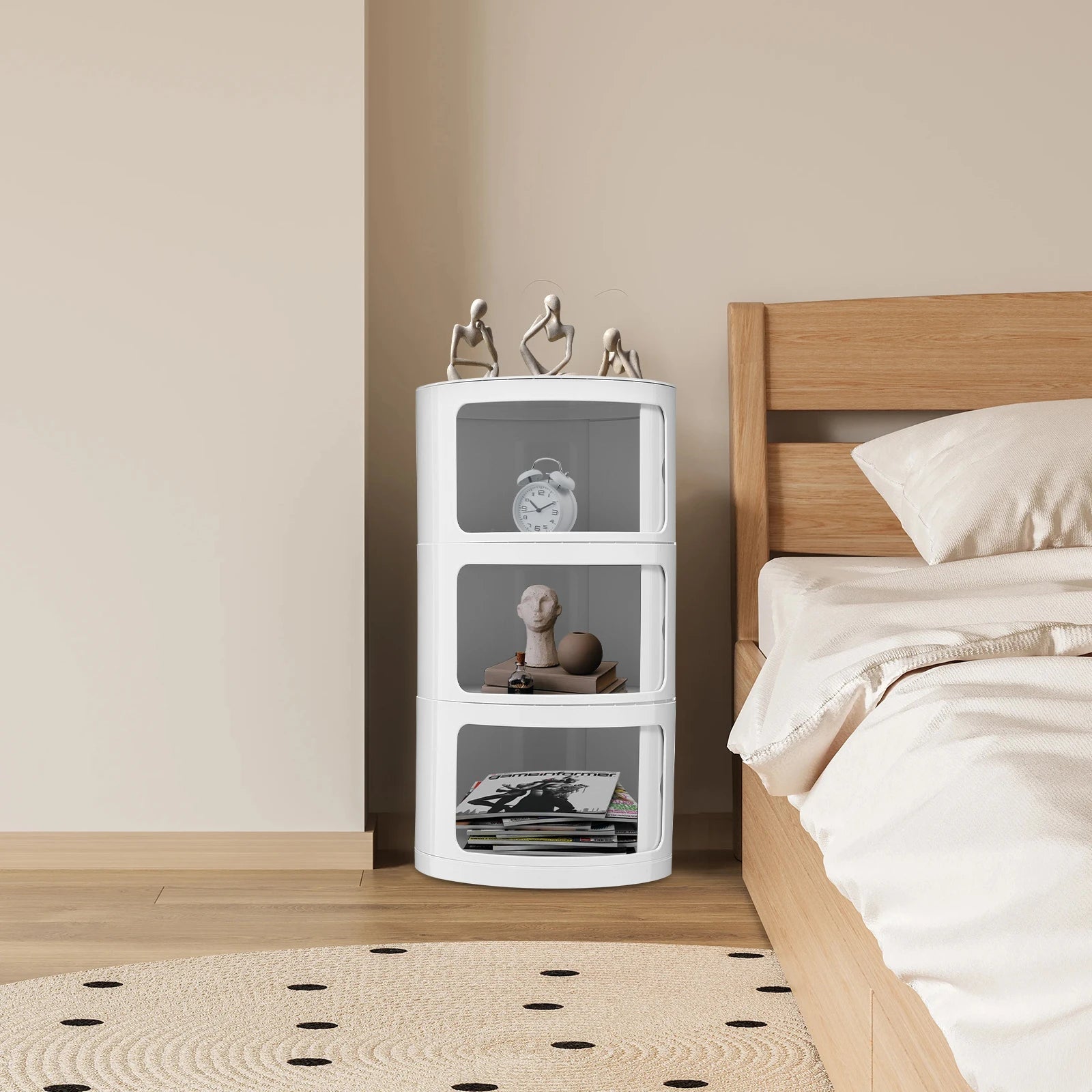 3 Layers Round Bedside Cabinet - DailyBasicNeeds.com