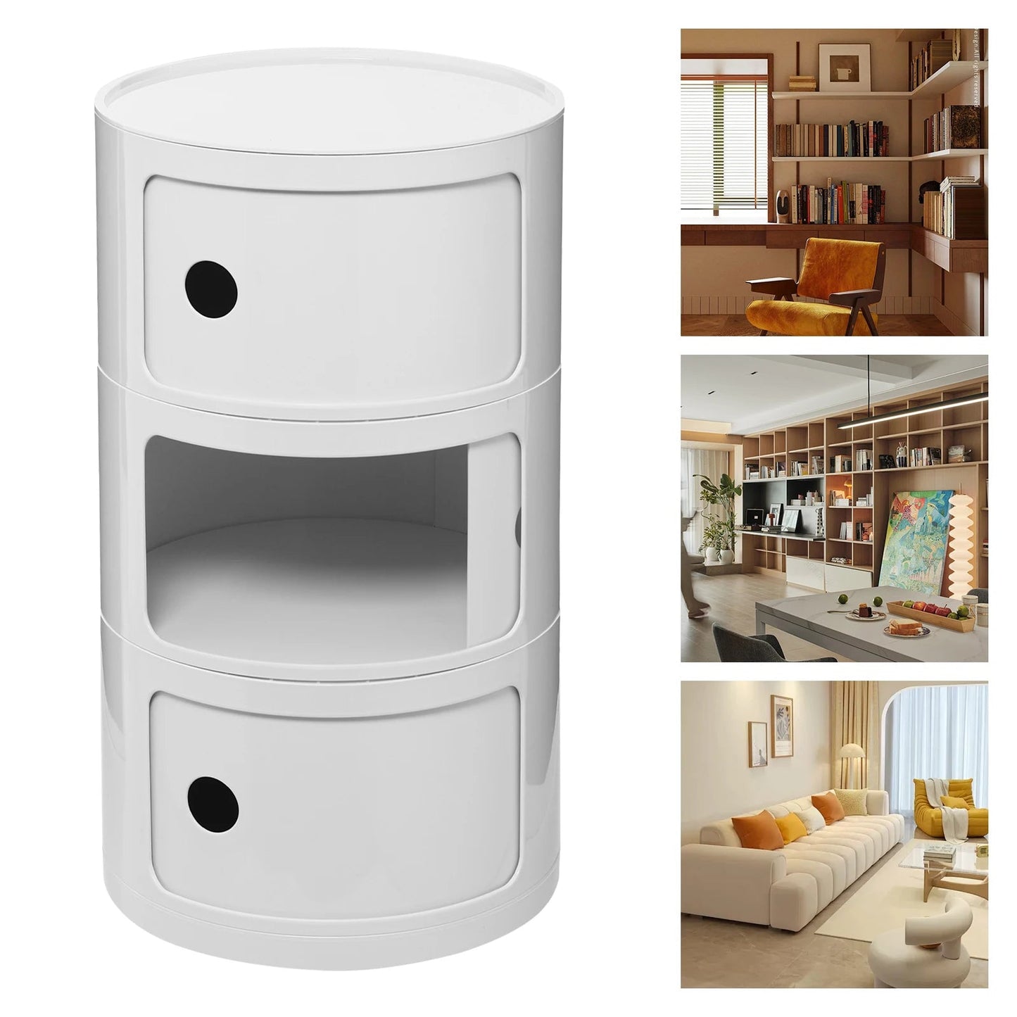 3 Layers Round Bedside Cabinet - DailyBasicNeeds.com