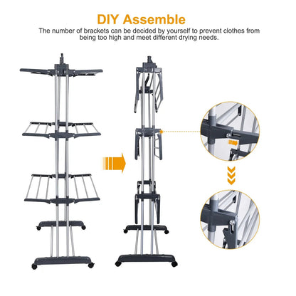4 - Tier Foldable Drying Rack - DailyBasicNeeds.com